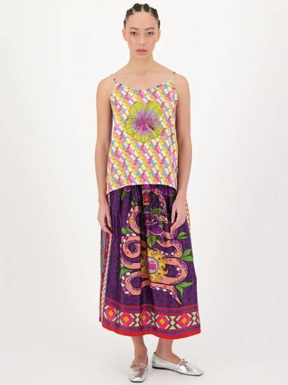 ME369 Angelique Camisole Twisted Love Print Satin Cami NWT - Size Small